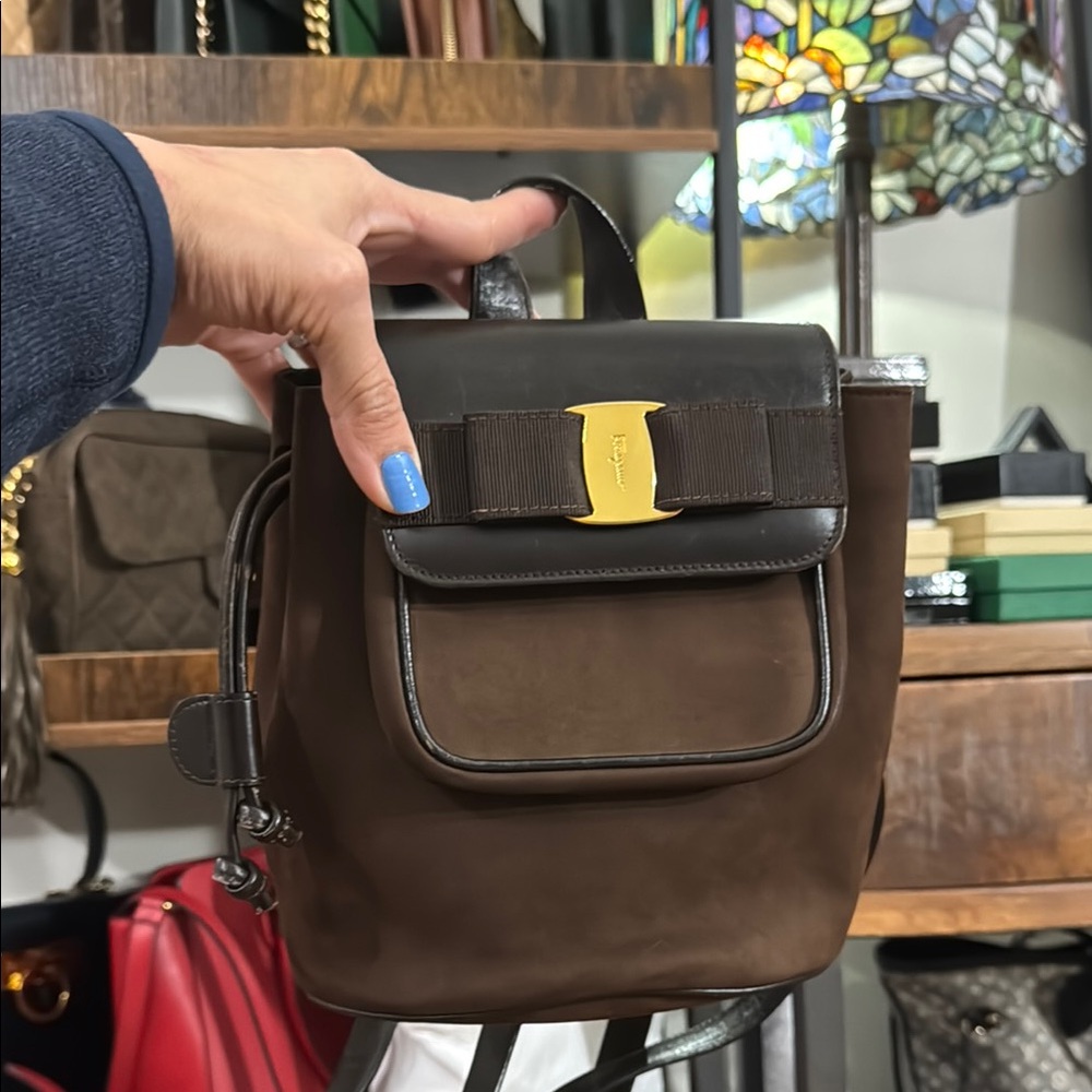 Brown Ferragamo Leather Backpack